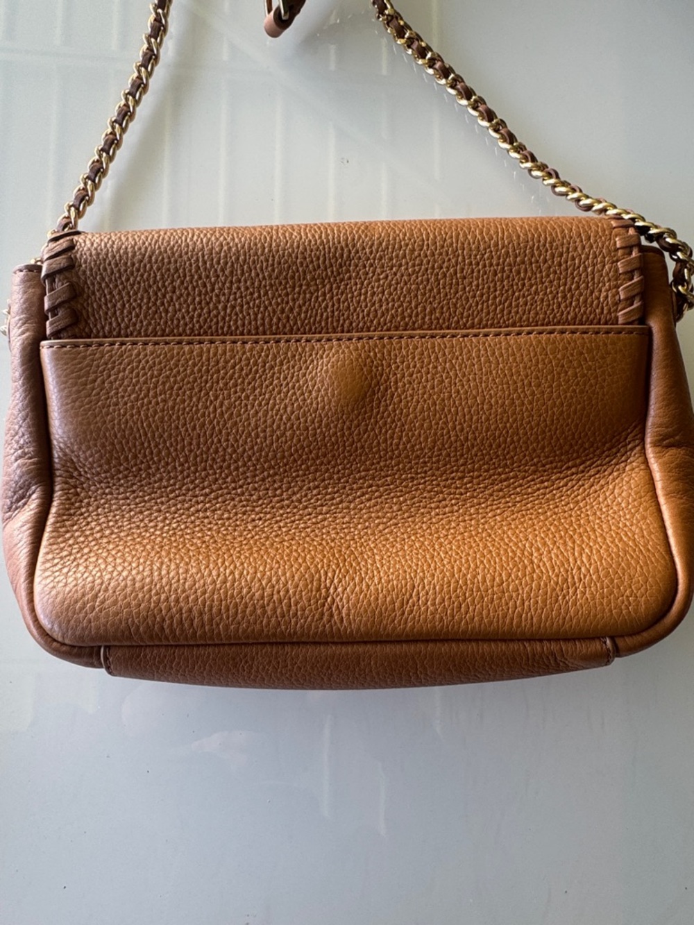 Tory Burch Tan Leather Whipstitch Crossbody with Gold Chain - Picture 6 of 15